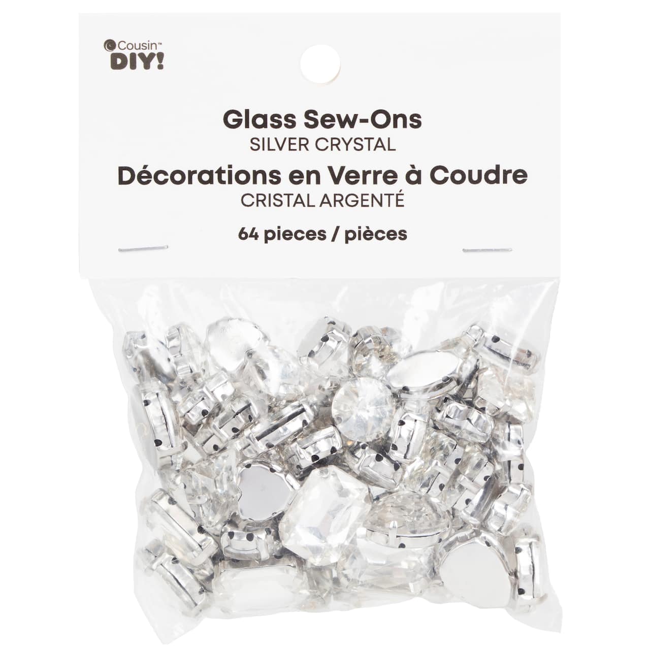 CousinDIY Silver Crystal Glass Sew-On Rhinestones, 64ct.